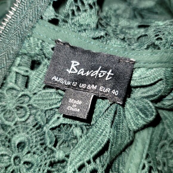 Bardot Women's Lace Overlay Midi Dress Size 8/M Hunter Green jj3545 - Picture 9 of 11